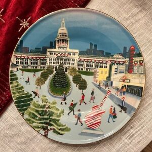 ANTHROPOLOGIE Holiday In The City Stoneware Plate Austin, Texas 2024 NWT